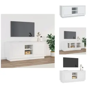 vidaXL Armoire TV Blanc 102x35x45 cm Bois composite - Meuble TV pas cher