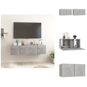 Vidaxl - Meubles tv suspendus 2 pcs Gris béton 60x30x30 cm - Meuble Tv... pas cher