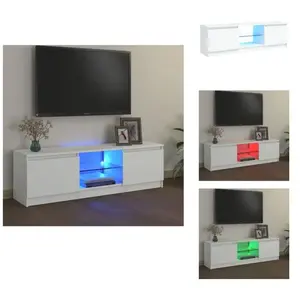 vidaXL Armoire TV avec lampes LED Blanc 120x30x35,5 cm - Meuble TV pas cher