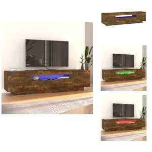 vidaXL Armoire TV avec lampes LED Chêne fumé 160x35x40 cm - Meuble TV pas cher