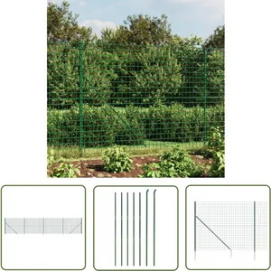 The Living Store Clôture en treillis métallique et piquet d'ancrage vert 2,2x10m - Clôture En Treillis Métalliques - Clôture De Jardin - Clôture Pliable - Clôture pas cher