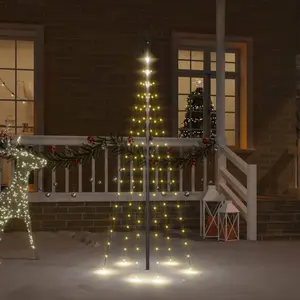 Sapin de Noël sur mât de drapeau 108 led Blanc chaud 180 cm - The Living Store pas cher