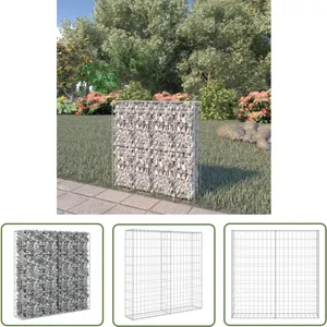 The Living Store Mur à gabion avec couvercles Acier galvanisé 80x20x100 cm - Mur En Gabion - Clôture En Gabion - Panneau De Séparation - Décoration Extérieur