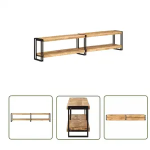 The Living Store Meuble tv 200x30x40 cm bois massif de manguier - Meubles Tv - Meuble Tv Moderne - Meuble Tv Industriel - Meuble Tv Design - Meuble pas cher