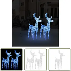 The Living Store Renne LED 2 pces bleu 80 LED acrylique pas cher