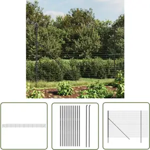 Clôture en treillis métallique anthracite 1,8x25 m - Clôture Métal - Clôture Jardin - Clôture Rigide - Clôture Anthracite - Clôture Sécurité - The pas cher