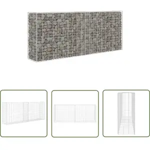 The Living Store - Panier de gabion Acier inoxydable 85 x 30 x 200 cm Argent