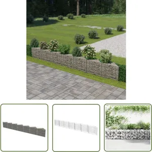 The Living Store - Mur de gabion Acier galvanisé 450x30x50 cm - Mur En Gabion - Clôture Décorative - Jardin Vertical - Séparation Espace Extérieur