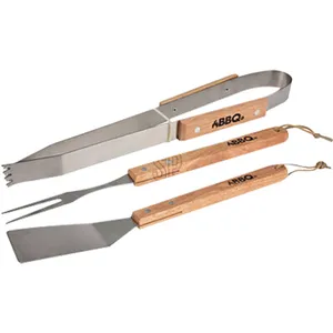 BBQ - Set d'ustensiles de barbecue avec manche en bois pas cher