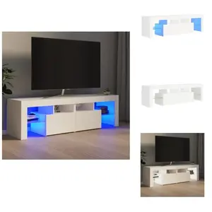 vidaXL Armoire TV avec éclairage LED Blanc 140x36,5x40 cm - Meuble TV pas cher