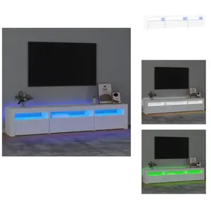 vidaXL Armoire TV avec lampes LED Blanc 195x35x40 cm - Meuble TV pas cher