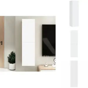 vidaXL Armoire TV Blanc 30,5x30x110 cm Bois composite - Meuble TV pas cher