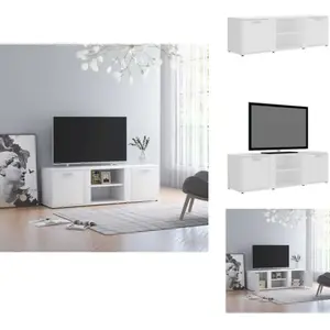 vidaXL Armoire TV Blanc 120x34x37 cm Bois composite - Meuble TV pas cher