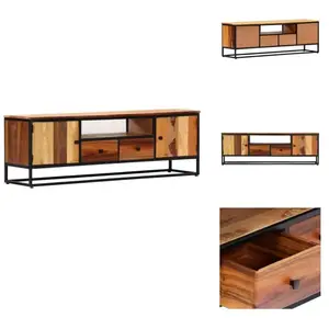 vidaXL Armoire TV 120x30x40 cm Vieux bois massif et acier - Meuble TV pas cher