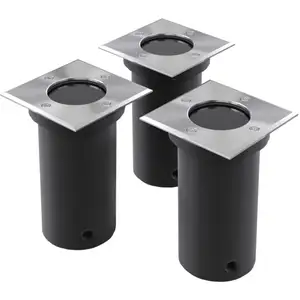 The Living Store - Lampes encastrées au sol d'extérieur 3 pcs Carré No... pas cher