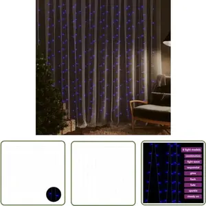 Rideaux lumineux à led 3x3 m 300 led Bleu 8 fonctions The Living Store pas cher