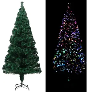 The Living Store Arbre de Noël artificiel avec support Vert 210 cm Fib... pas cher