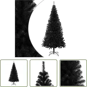 The Living Store Arbre de Noël artificiel avec support Noir 180 cm PVC pas cher