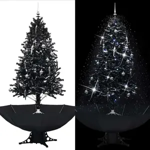 The Living Store Sapin de Noël à neige avec pied de parasol noir 190 c... pas cher