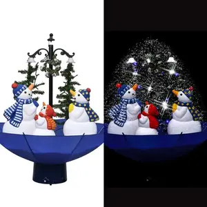 The Living Store Arbre de Noël avec neige et pied parapluie Bleu 75 cm... pas cher