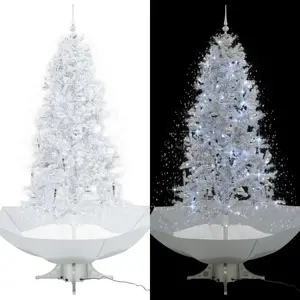 The Living Store Sapin de Noël à neige avec pied parasol blanc 190 cm pas cher