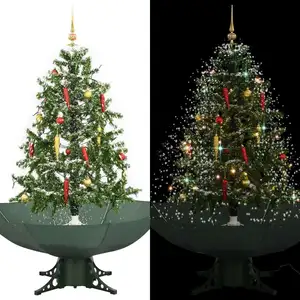 The Living Store Sapin de Noël à neige avec pied parasol Vert 140 cm pas cher