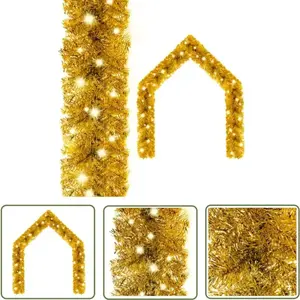The Living Store Guirlande de Noël avec LED 20 m Golden pas cher