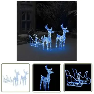 Décoration de Noël Rennes et traîneau 160 LED 130 cm Acrylique - The L... pas cher