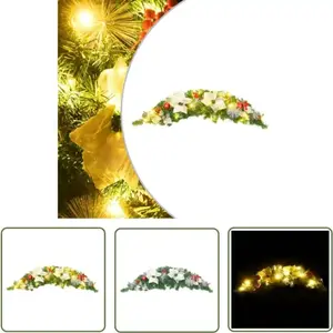 The Living Store Arc de porte de Noël avec lumières LED Vert 90 cm PVC pas cher