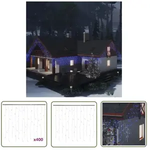 Vidaxl - The Living Store Rideau lumineux à glaçons led 10m 400 led Bl... pas cher