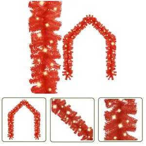 The Living Store Guirlande de Noël avec lumières led 5 m Rouge - Guirlande De Noel - Décorations De Noël - Éclairage Led - Guirlande Lumineuse pas cher