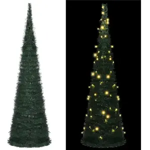 The Living Store Arbre de Noël artificiel Pop-up avec LED Vert 150 cm pas cher