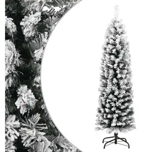 The Living Store Sapin de Noël artificiel élancé avec neige Vert 150 c... pas cher