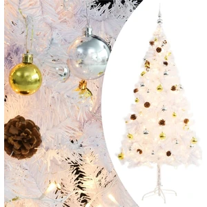 The Living Store Sapin de Noël artificiel avec éclairage & boules blan... pas cher