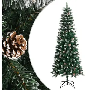 The Living Store Arbre de Noël artificiel avec support Vert 210 cm PVC pas cher