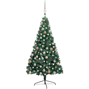The Living Store Semi-sapin de Noël artificiel éclairage boules Vert 2... pas cher