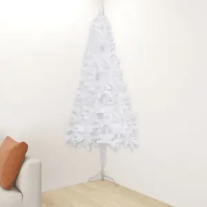 The Living Store Sapin de Noël artificiel d'angle blanc 240 cm PVC pas cher