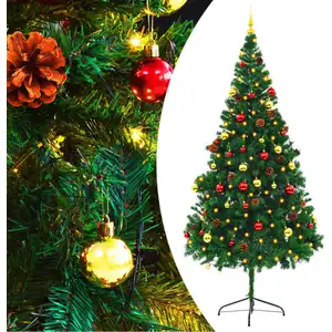 The Living Store Arbre de Noël artificiel avec éclairage & boules Vert... pas cher