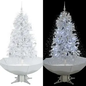 The Living Store Sapin de Noël à neige avec pied parasol blanc 170 cm pas cher