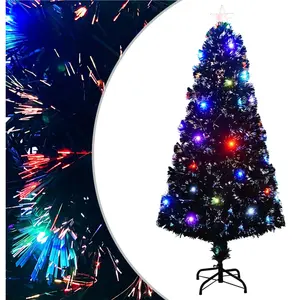 The Living Store Sapin de Noël artificiel avec support/LED 150 cm Fibr... pas cher