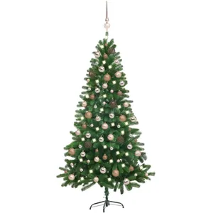 Arbre de Noël artificiel pré-éclairé et boules 180 cm vert - The Living Store pas cher