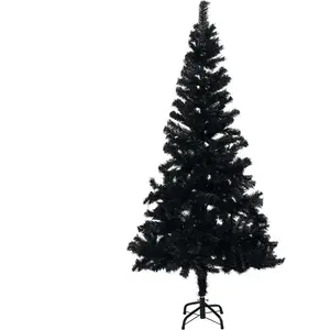 The Living Store Arbre de Noël artificiel avec support Noir 150 cm PVC pas cher