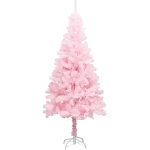 The Living Store Arbre de Noël artificiel avec support Rose 150 cm PVC pas cher