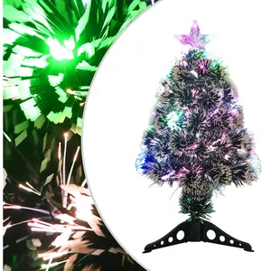The Living Store Arbre de Noël avec LED vert et blanc 64 cm Fibre opti... pas cher