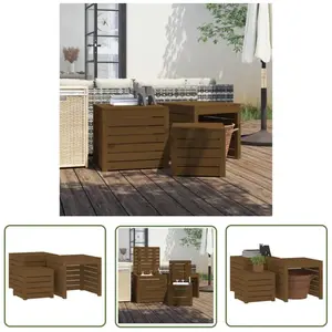 The Living Store - Ensemble de boîtes de jardin 3 pcs marron miel bois pin massif - Coffre De Jardin - Meuble De Jardin - Rangement Exterieur pas cher