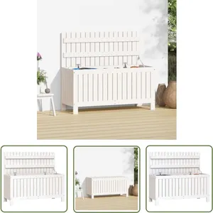 The Living Store Coffre de jardin blanc 108x42,5x54 cm pin massif pas cher