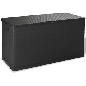 Boîte de stockage de jardin Anthracite 120x56x63 cm PP Rotin - The Liv... pas cher