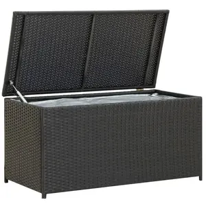 The Living Store - Boîte de rangement de jardin résine tressée 100x50x50 cm noir - Coffre De Rangement - Boîte De Rangement Extérieure - Rangement pas cher
