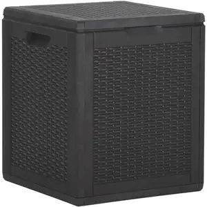 Doc&et² - The Living Store Boîte de rangement de jardin 90 l Noir pp Rotin - Boîte De Rangement Jardin - Coffre De Rangement Extérieur - Rangement pas cher