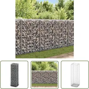 The Living Store Panier de gabion avec couvercle Fil galvanisé 100x30x30 cm - Mur De Soutènement - Clôture Métallique - Gabion Argent - Décoration Jardin pas cher